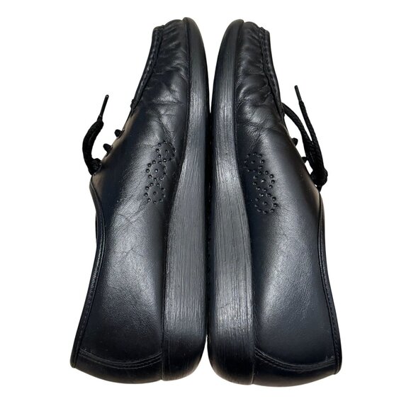 SAS Womens Siesta Lace Up Comfort Loafer Black Leather Moccasin Handsewn 9.5 - Picture 6 of 9